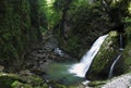 Waterfall in Cheile Galbenei in Bihor carst mountains in Apuseni in Romania