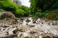 Waterfall in Cherek gorge in the Caucasus mountains in Russia