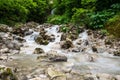 Waterfall in Cherek gorge in the Caucasus mountains in Russia