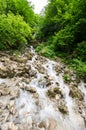 Waterfall in Cherek gorge in the Caucasus mountains in Russia