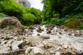 Waterfall in Cherek gorge in the Caucasus mountains in Russia