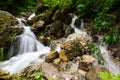 Waterfall in Cherek gorge in the Caucasus mountains in Russia