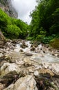 Waterfall in Cherek gorge in the Caucasus mountains in Russia