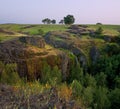Waterfall, cliff, and meadow in California Royalty Free Stock Photo