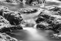 Waterfall closeup in Black and White Royalty Free Stock Photo