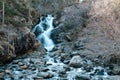 Waterfall in the Comapedrosa Natural Park in Arinsal, La Massana, Andorra. Royalty Free Stock Photo