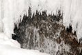 A waterfall continues to flow, even as the surface is frozen Royalty Free Stock Photo