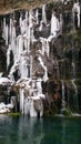 The waterfall in the Dashbashi gorge in winter, Georgia