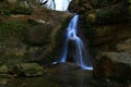 Waterfall in forest autumn view