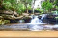 Waterfall in deep forest in thailand with Perspective wood Royalty Free Stock Photo