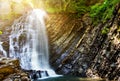 Waterfall in deep moss forest, clean adn fresh in Carpathians Royalty Free Stock Photo