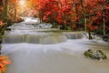 Waterfall in deep rain forest jungle (Huay Mae Kamin Waterfall) Royalty Free Stock Photo