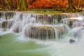 Waterfall in deep rain forest jungle (Huay Mae Kamin Waterfall) Royalty Free Stock Photo