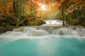 Waterfall in deep rain forest jungle (Huay Mae Kamin Waterfall) Royalty Free Stock Photo