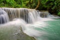 Waterfall in deep rain forest jungle (Huay Mae Kamin Waterfall) Royalty Free Stock Photo