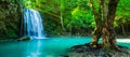 The waterfall at deep tropical rain forest. Royalty Free Stock Photo