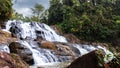Waterfall in deniyaya moody dark sky landscape Royalty Free Stock Photo