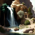 Waterfall in the desert of the Sinai Peninsula, Egypt, Africa