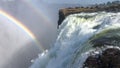 Waterfall double rainbow Zambezi Victoria falls view from devil& x27;s pool Royalty Free Stock Photo