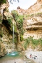 Waterfall in En Gedi Nature Reserve and National Park Royalty Free Stock Photo