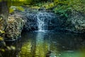 Waterfall falling down from a rock cascade.