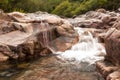 Waterfall in Fango valley at Manso in Corsica