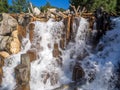 Waterfall feature at Grizzly Peak at Disney California Adventure Park Royalty Free Stock Photo