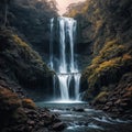 A waterfall that is flowing down a mountain side. Royalty Free Stock Photo