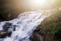 The waterfall flows down from the mountains Royalty Free Stock Photo