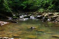 Waterfall in forest autumn view