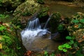 Waterfall in forest autumn view