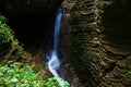 Waterfall in forest autumn view