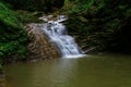 Waterfall in forest autumn view