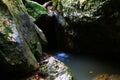 Waterfall in forest autumn view