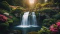 waterfall in the forest ethereal fantasy concept art of masterpiece, best quality, photo