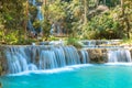 Waterfall in forest, names Tat Kuang Si Waterfalls Royalty Free Stock Photo