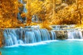 Waterfall in forest, names Tat Kuang Si Waterfalls in Luang