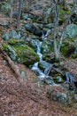 A Waterfall in Forest Rock Pile in the Blue Ridge Mountains Royalty Free Stock Photo