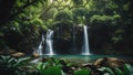 waterfall in the forest waterfall in tropical garden during spring season. Royalty Free Stock Photo