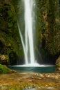 waterfall in the forest. Turbulent water. Vadu Crisului waterfall, Bihor, Romania