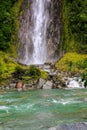 Waterfall in the forest in Westland National Park, New Zealand Royalty Free Stock Photo