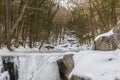 Waterfall in a forest in winter Royalty Free Stock Photo