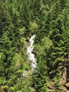Waterfall on a foresty mountain cliff