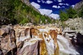 Waterfall of Ganges River flows across the Gangotri town Royalty Free Stock Photo
