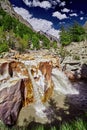 Waterfall of Ganges River flows across the Gangotri town Royalty Free Stock Photo