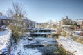 Waterfall on Gayle Beck, Gayle Village in the snow