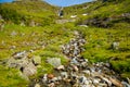 Waterfall in the Geiranger valley near Dalsnibba mountain, Norway Royalty Free Stock Photo