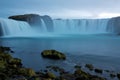 Waterfall Godafoss in blue cast of dusk