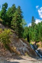 Waterfall in Goderdzi pass, Beautiful view of mountain landscape