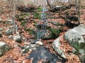 Waterfall during Golden Hour in November at Hudson Highlands State Park in New York. Royalty Free Stock Photo